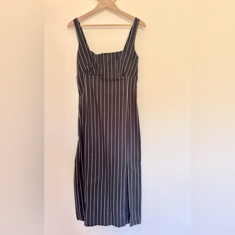 Anthropologie - Black White Pinstripe Midi Dress - Medium
